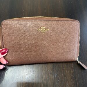 Coach Tan Leather Zip Wallet